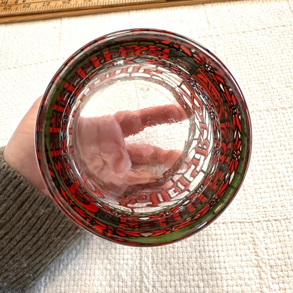 VTG Houze Seasons Greetings Glass Stained Glass Christmas Rocks Holiday Barware - Picture 7 of 10